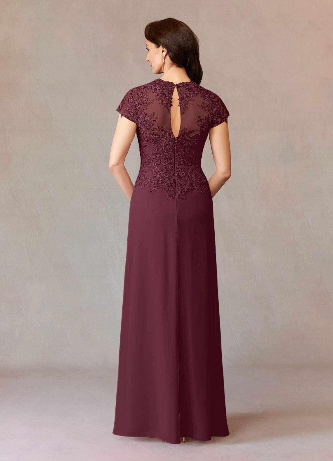 Azazie Junie Mother of the Bride Dresses Cabernet A-Line Lace Chiffon Dress image5