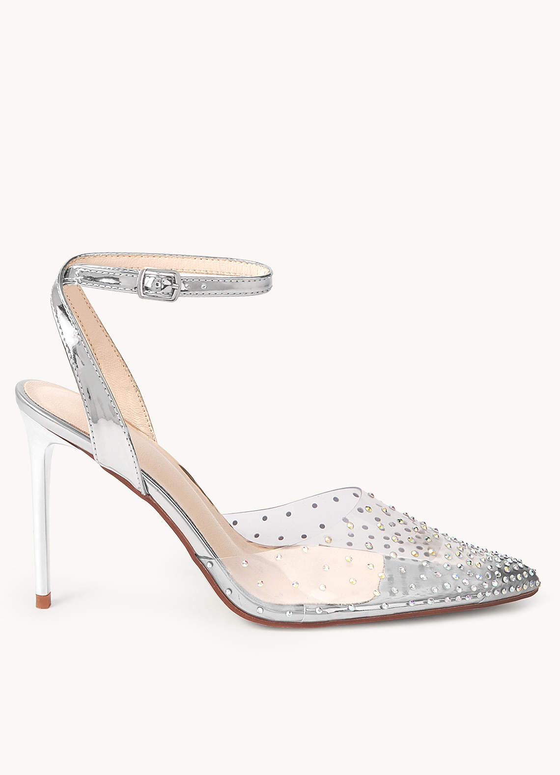 Silver Sparkle Transparent Pointed Toe Stilletto Heels | Azazie