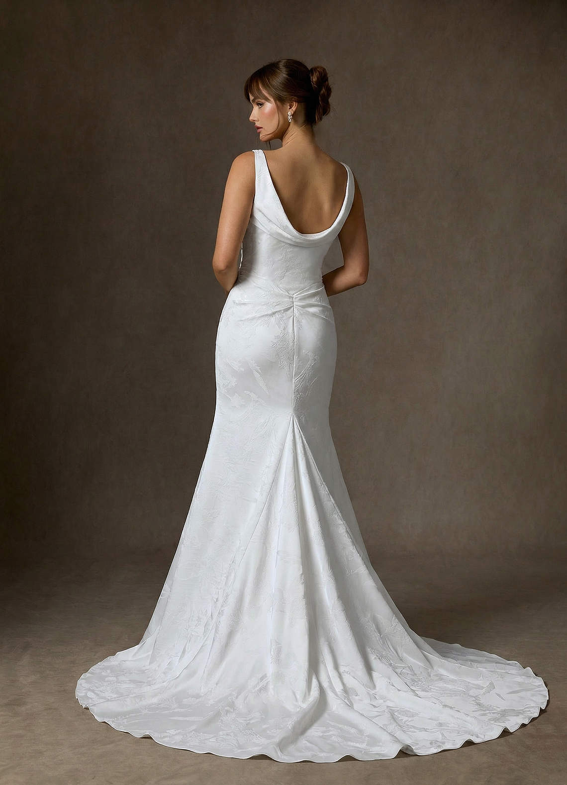 Azazie Hibiscus Wedding Dresses Diamond White Sheath Floral Jacquard Dress image1