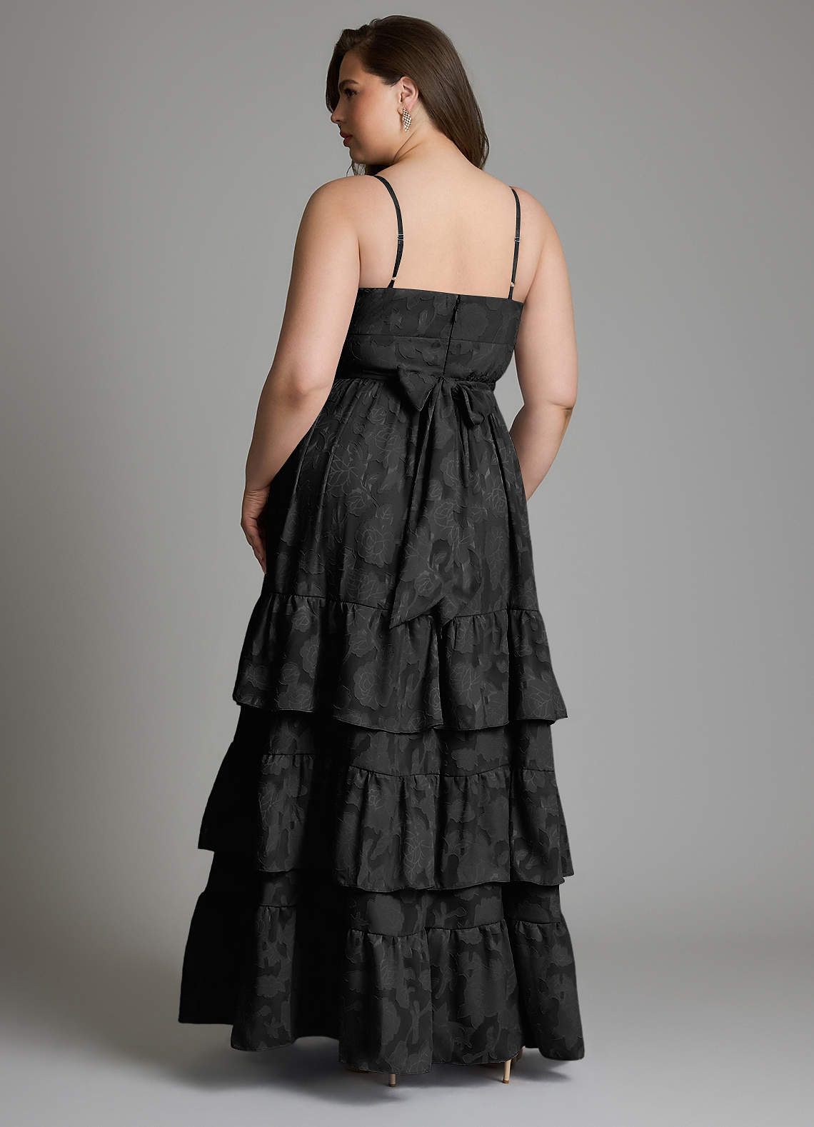 Azazie Nathalia Bridesmaid Dresses Black A-Line Bow Floral Burnout Dress image7