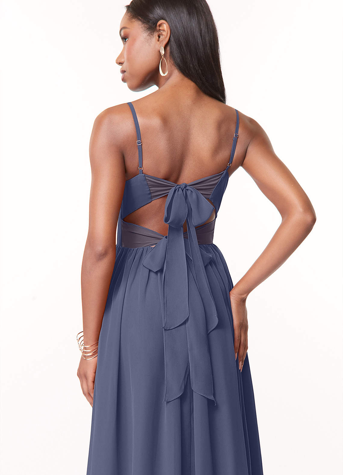 Azazie Zeya Bridesmaid Dresses Stormy A-Line V-Neck Pleated Chiffon Dress image1