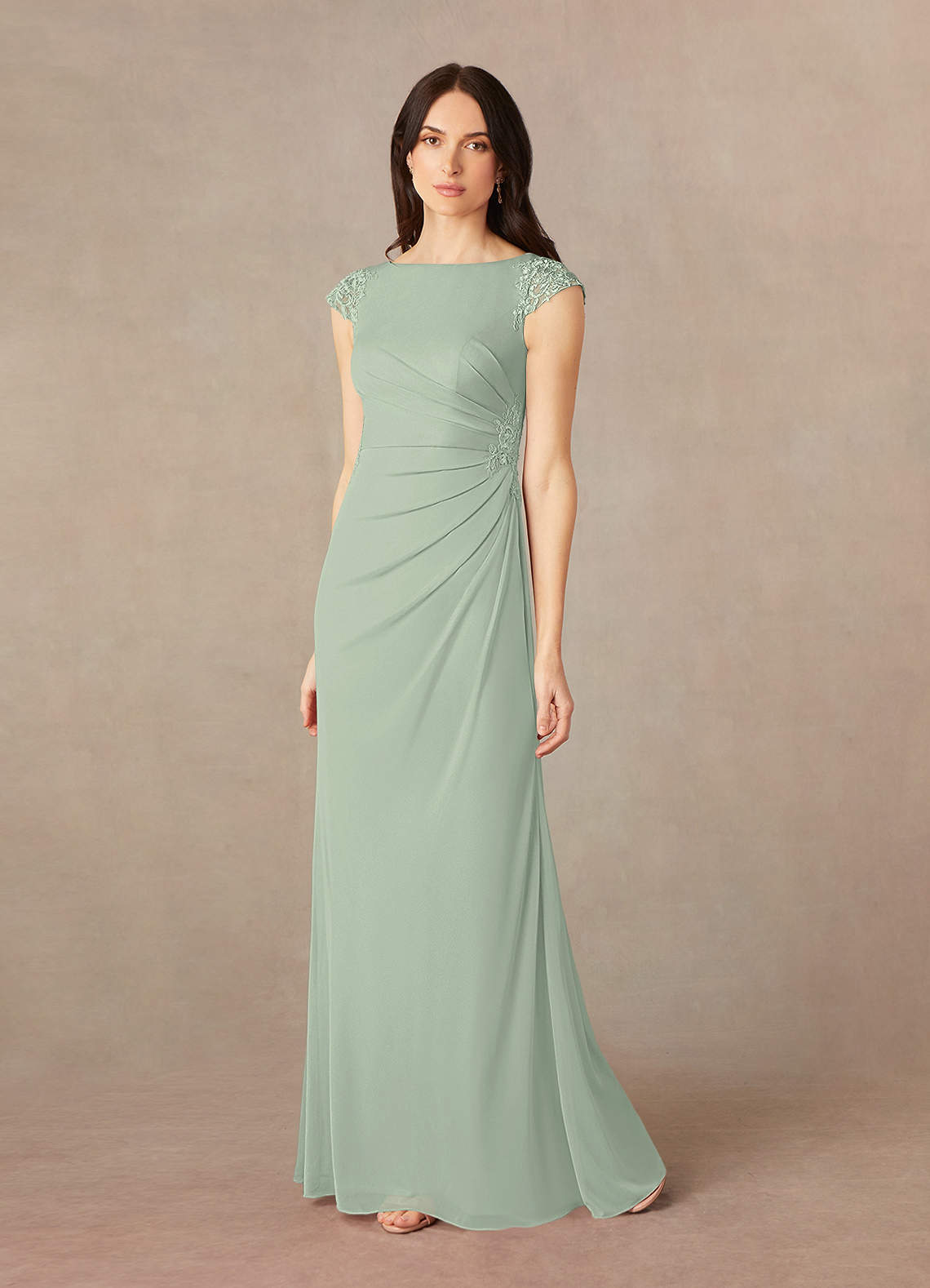 Azazie Janie vestidos de madre de la novia Vestido de Salvia Polvorienta de Encaje de Corte Sirena image1