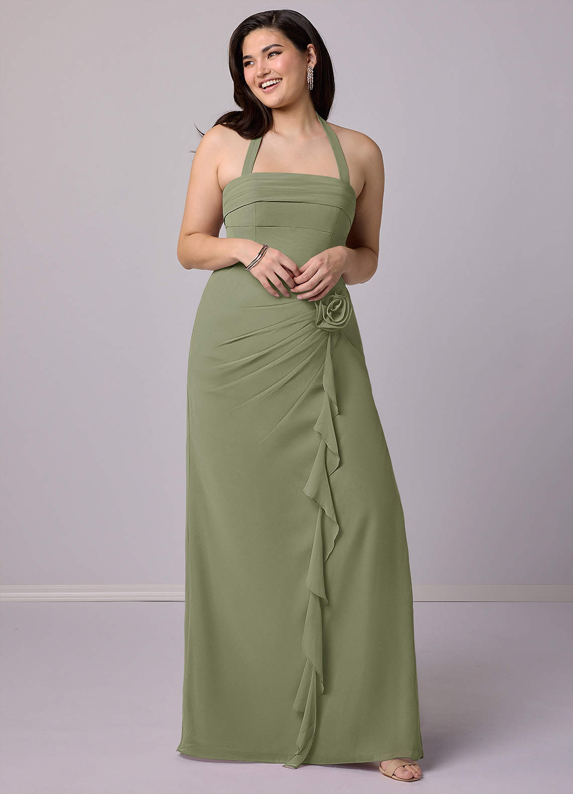 Barbie ♥ Azazie Bridesmaid Dresses Pistachio Sheath Strapless Chiffon Convertible Dress image10