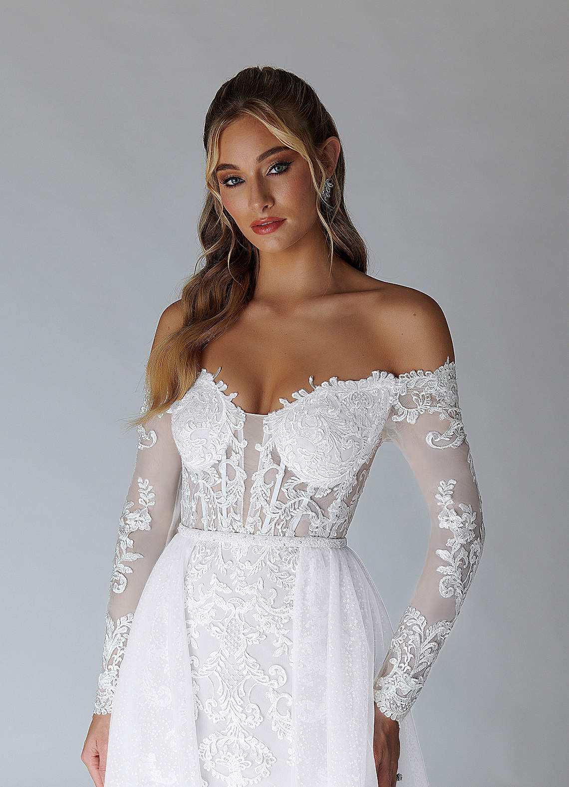 Azazie Solaris Wedding Dresses Diamond White A-Line V-Neck Sequins Tulle Dress image4