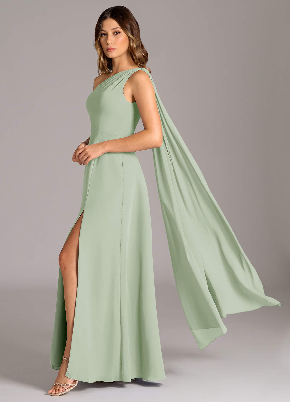 Azazie Tella Dusty Sage Chiffon Bridesmaid Dresses | Azazie