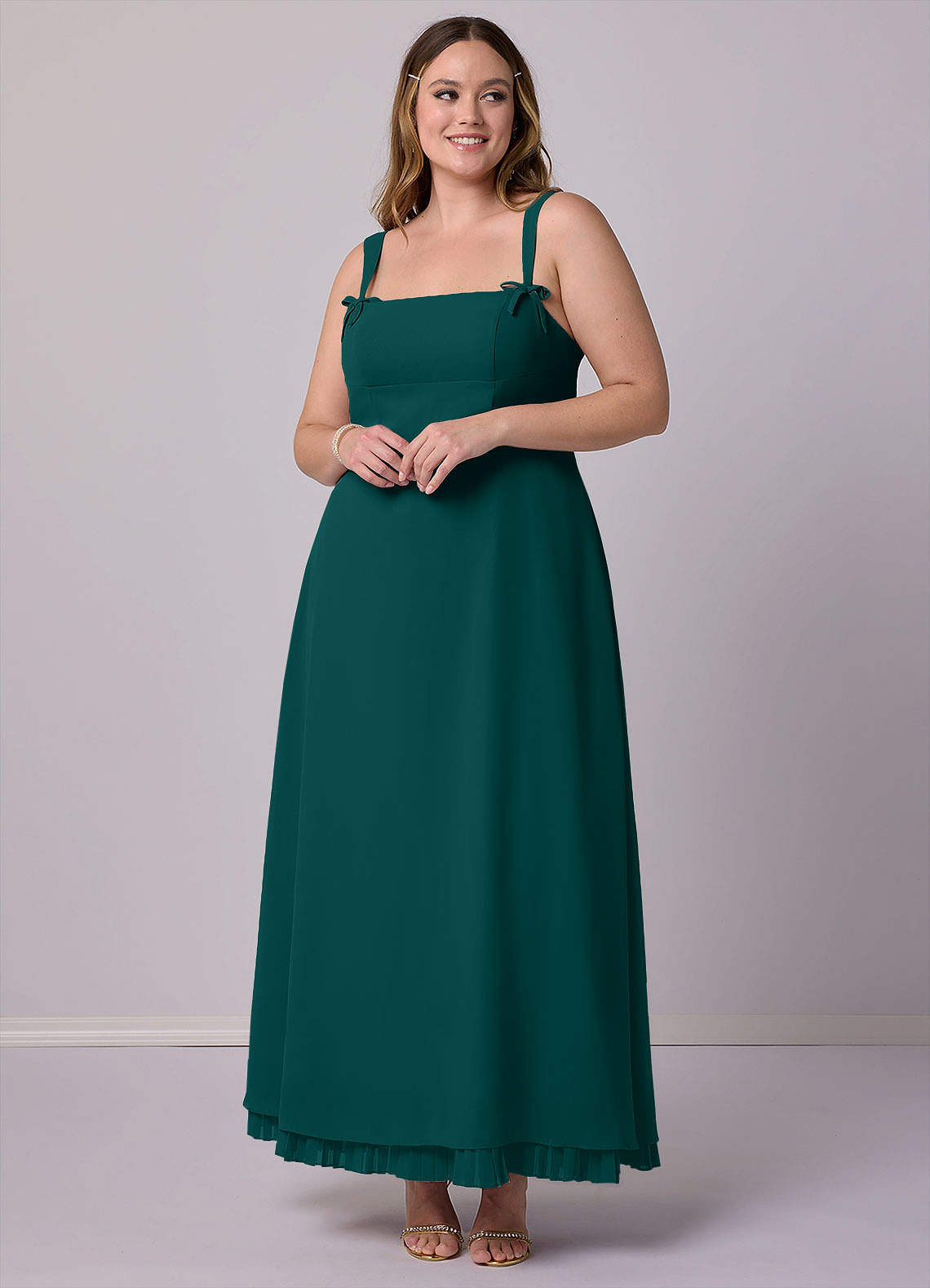 Barbie ♥ Azazie Final Sale Peacock A-Line Pleated Chiffon Dress image1