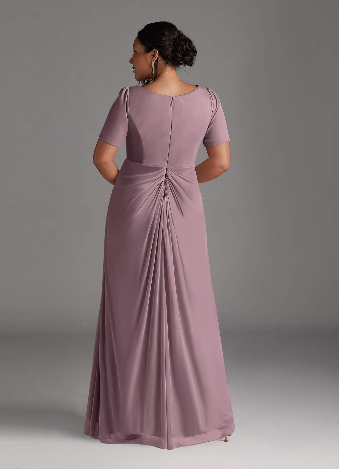 Azazie Bessie Mother of the Bride Dresses Dusty Rose A-Line Pleated Mesh Dress image7