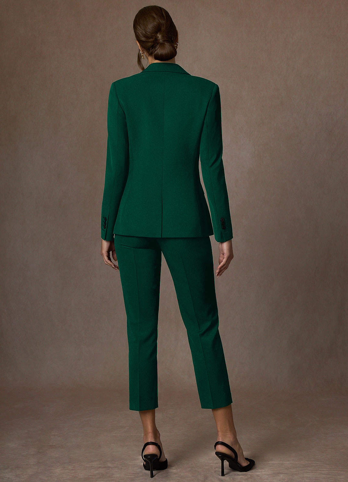 front Kennedy Emerald Structured Stretch Pants Suit