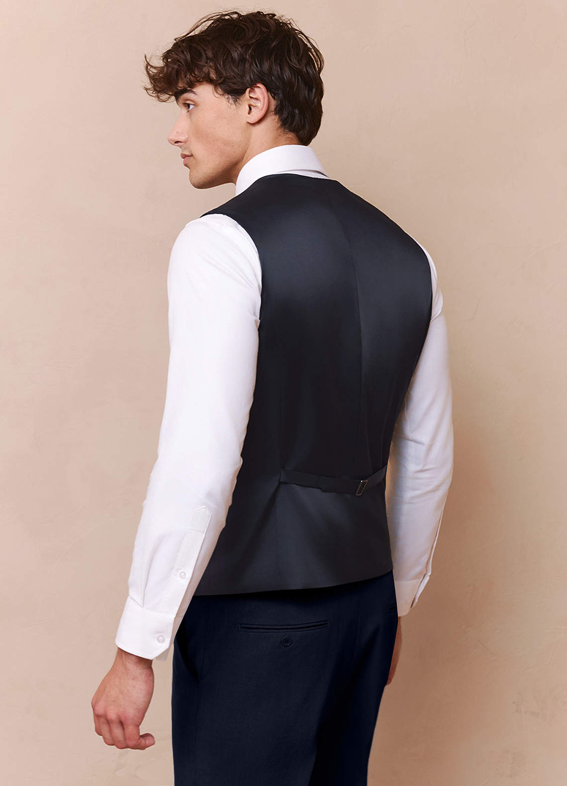 front Savile Navy Blue Wool Blend Suit Vest