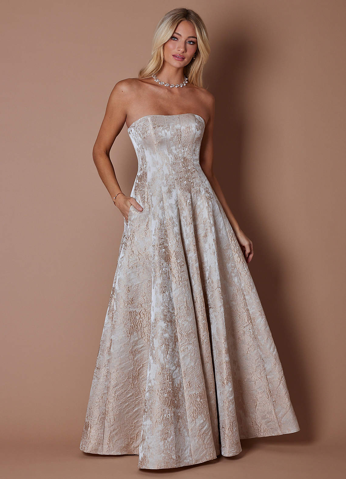 Lory Gold Taupe Gown | Azazie