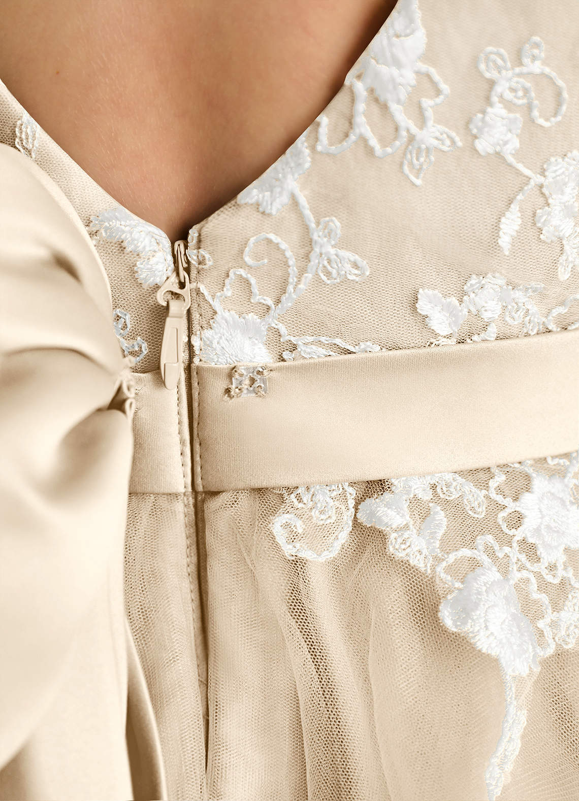 Azazie Butterfly Flower Girl Dresses Champagne A-Line Lace Dress image4