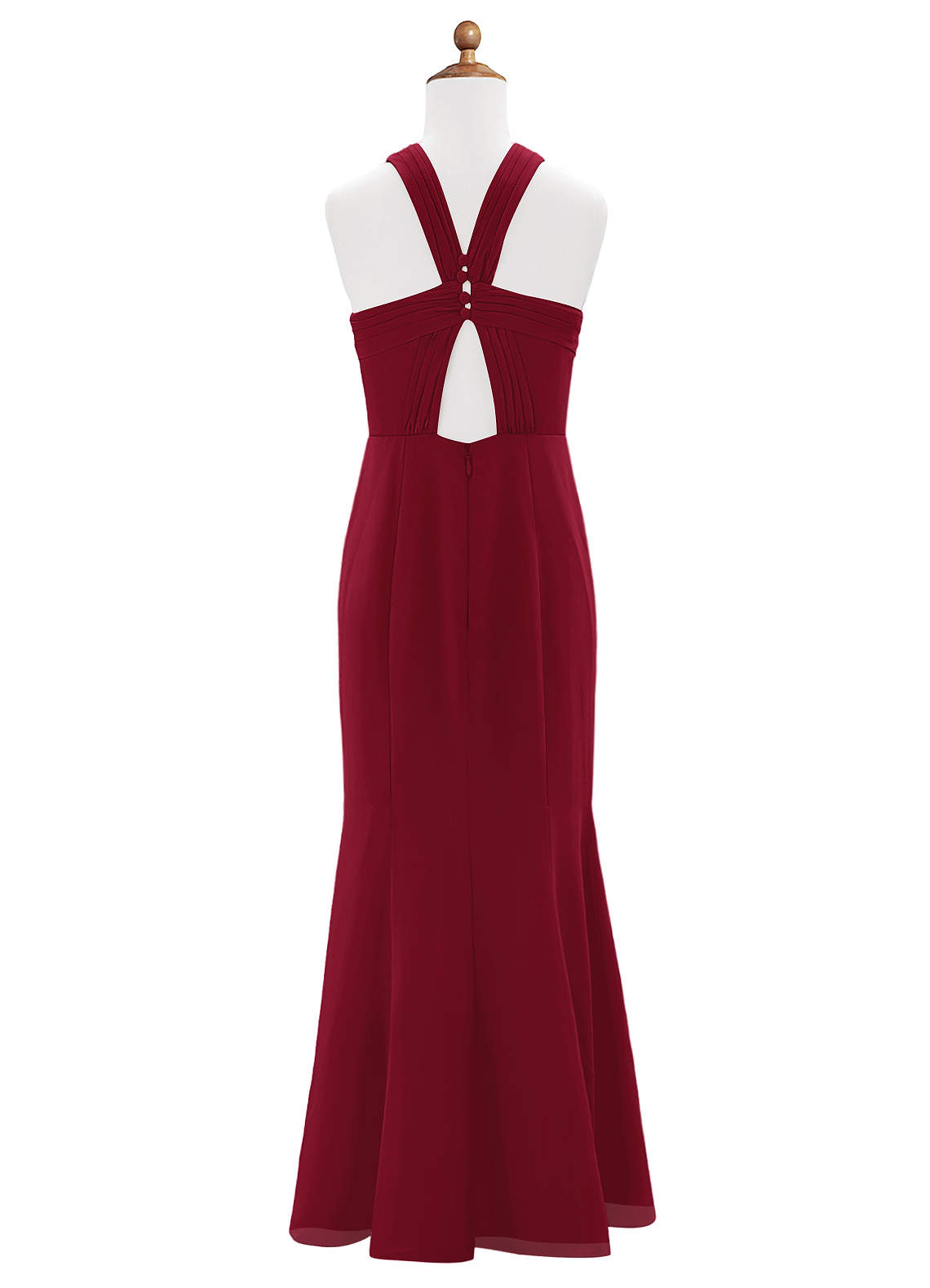 Azazie Rue Junior Burgundy Mermaid Side Slit Chiffon Dress image6