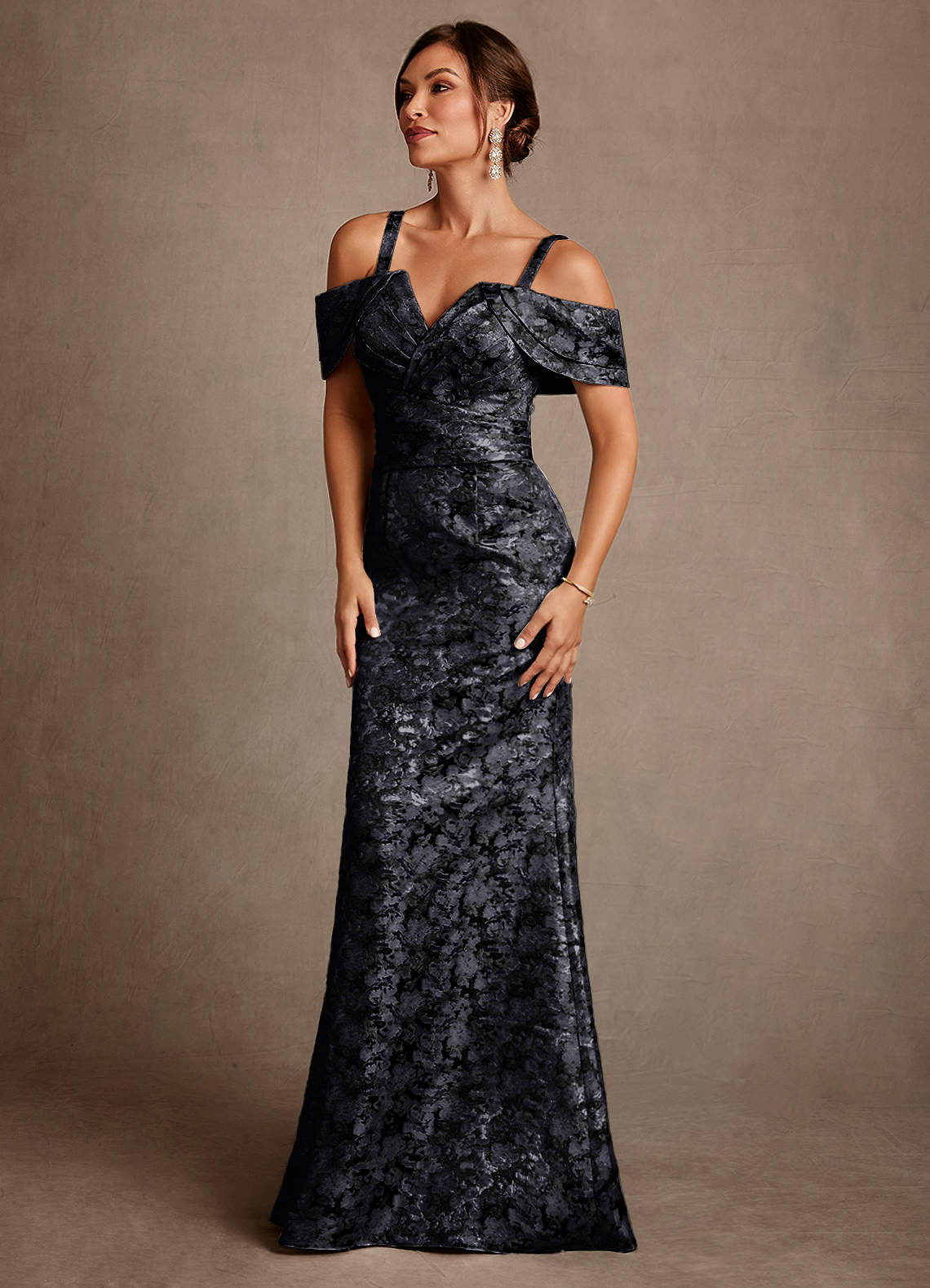 bridesmaid dresses bakersfield Azazie Black Mermaid Off the Shoulder Floral Jacquard Dress Ready to Ship With extensive size range MD260526 Renaissance Dress Florentine Natural Size:32 Unhemmed