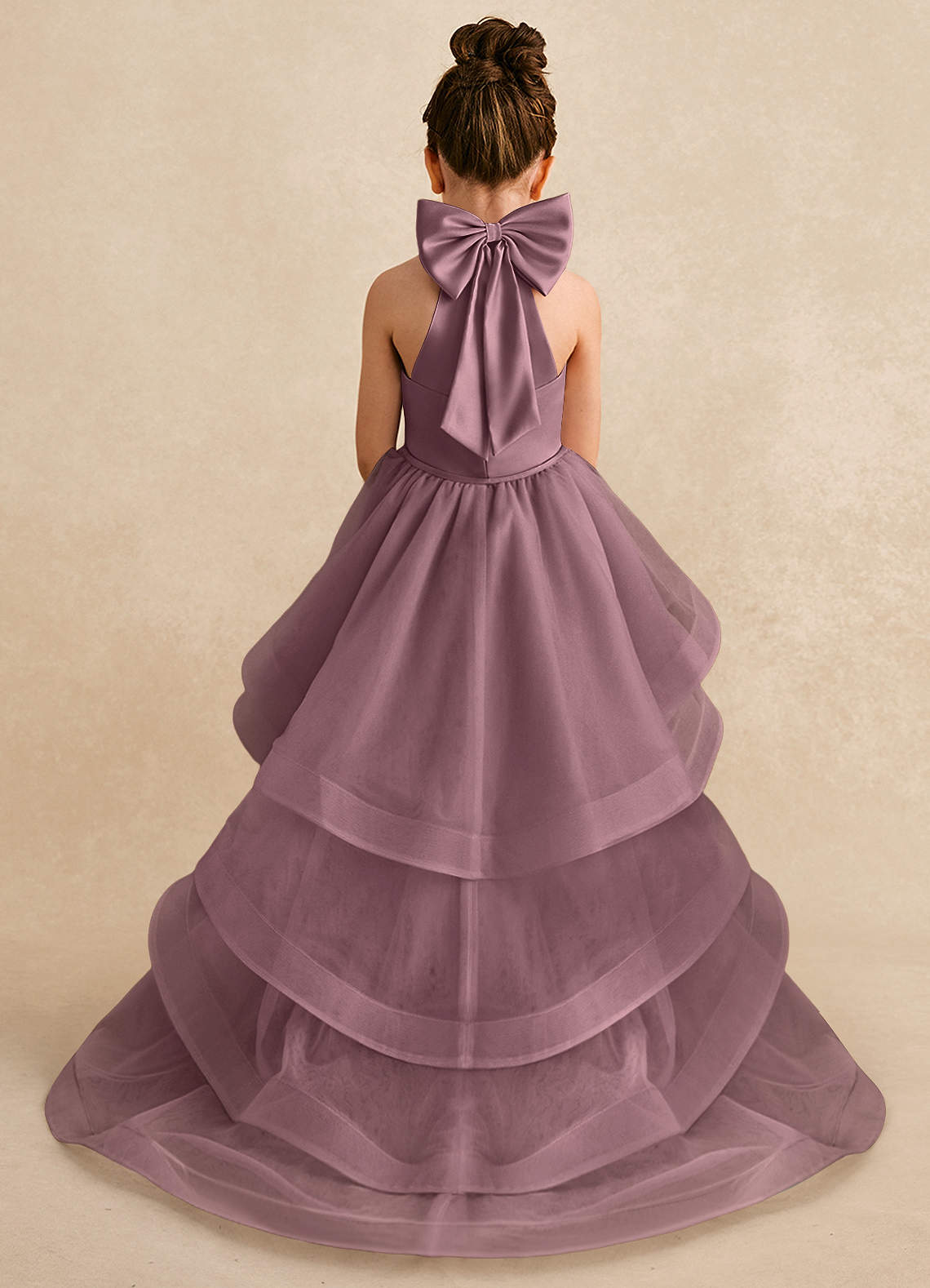 Azazie Bev Flower Girl Dresses Vintage Mauve A-Line Convertible Tulle Dress image1