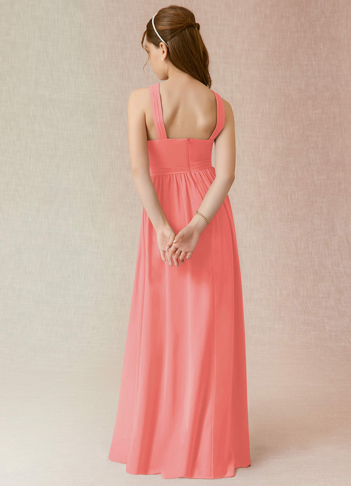 Coral Azazie Jiya JBD Junior Bridesmaid Dresses | Azazie