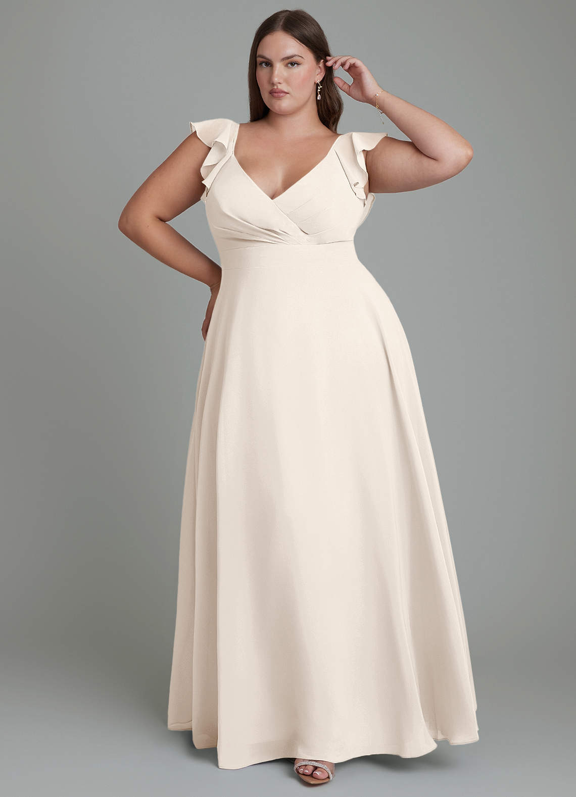 Azazie Leilani Bridesmaid Dresses White Alabaster A-Line Pleated Chiffon Dress image1
