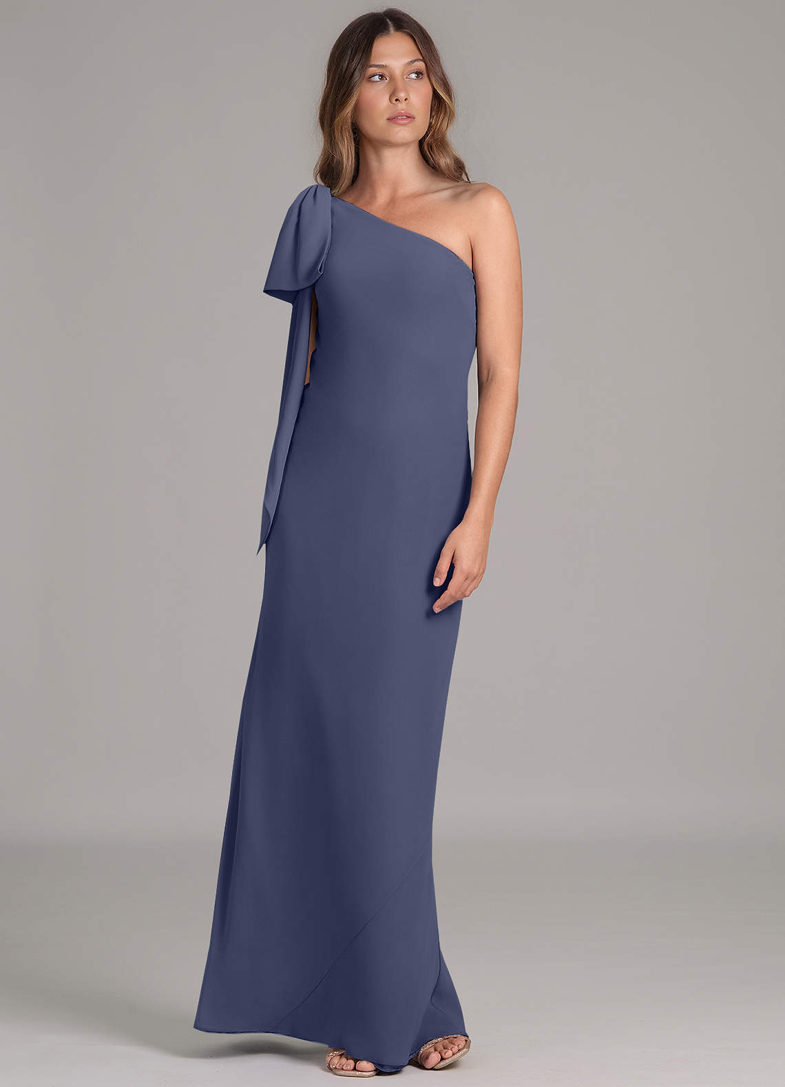 bridesmaid dresses stormy blue Azazie Capri