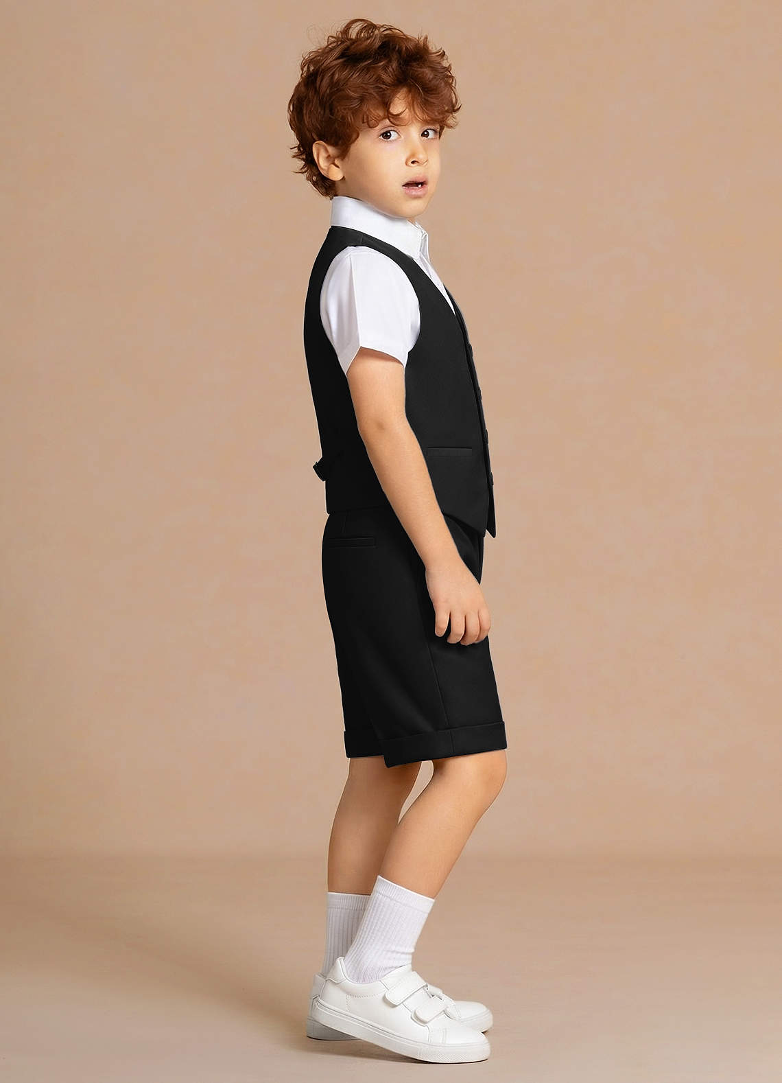 front Oliver Preto Conjunto de 4 peças para meninos: regata e shorts