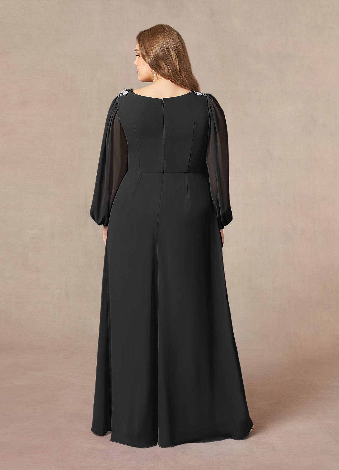 Azazie Gypsy Black A-Line V-Neck Sequins Chiffon Dress Sample Dress |  Azazie DE