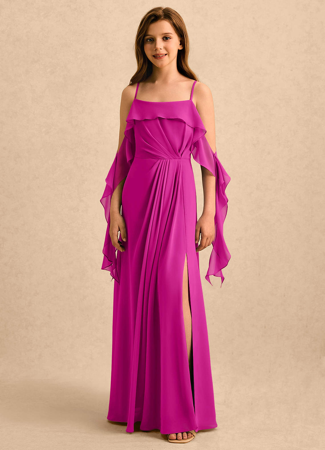 Azazie Ameena Girls Formal Fuchsia A-Line Ruched Chiffon Dress | Azazie Azazie Ameena Girls Formal Fuchsia A-Line Ruched Chiffon Dress | Azazie