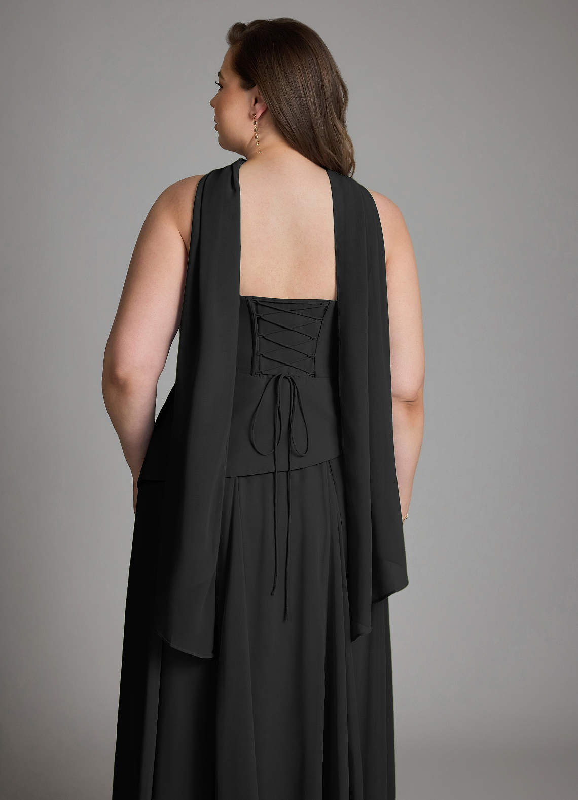 Azazie Gabriela Bridesmaid Dresses Black A-Line Corset Chiffon Dress image21