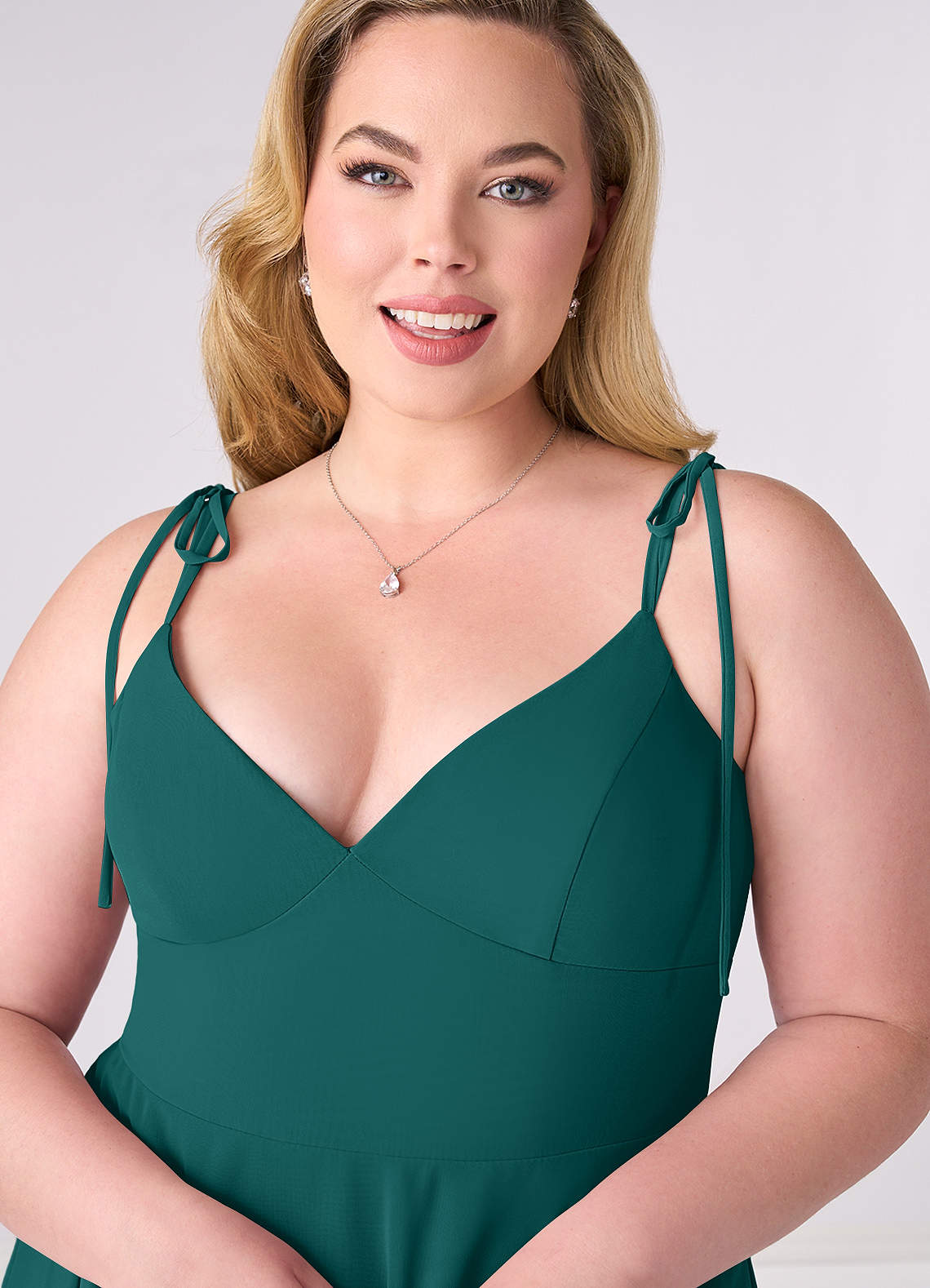 Barbie ♥ Azazie Abiti da Damigella Abito A-Line in Chiffon Fiocco Verde Pavone image8
