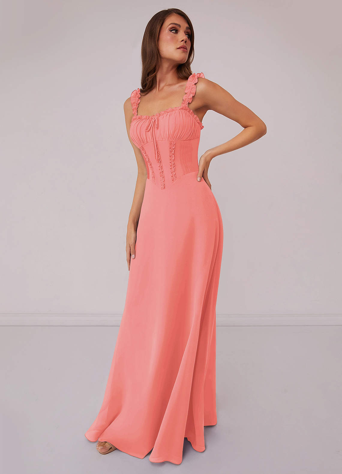 Barbie ♥ Azazie Bridesmaid Dresses Coral A-Line Sweetheart Neckline Chiffon Dress image1