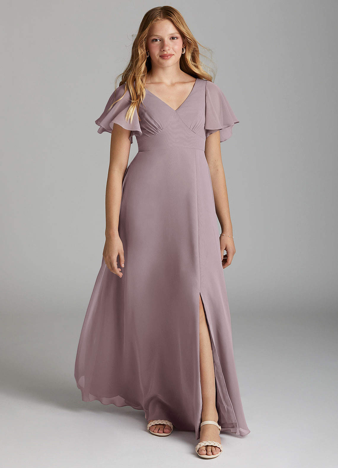 Azazie Kimber Junior Dusk A-Line Pleated Chiffon Dress image1
