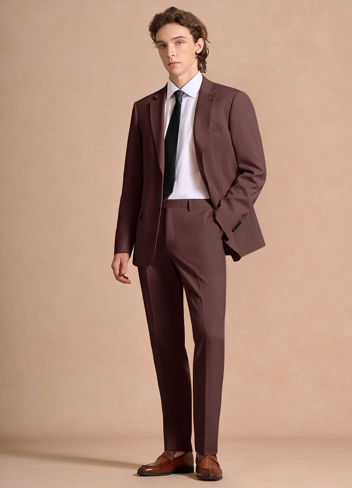 James Espresso Structured Stretch Suit | Suit Sets |Azazie