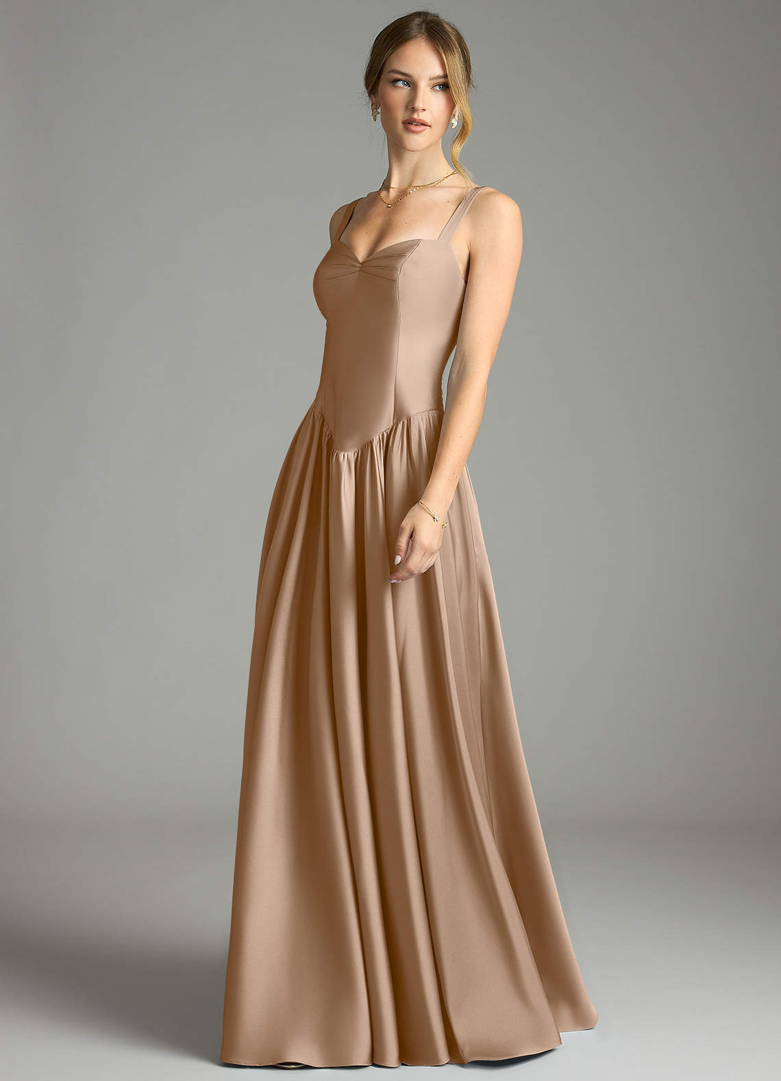 taupe silk bridesmaid dresses Taupe Bridesmaid Dress Shiny Satin Size 0X