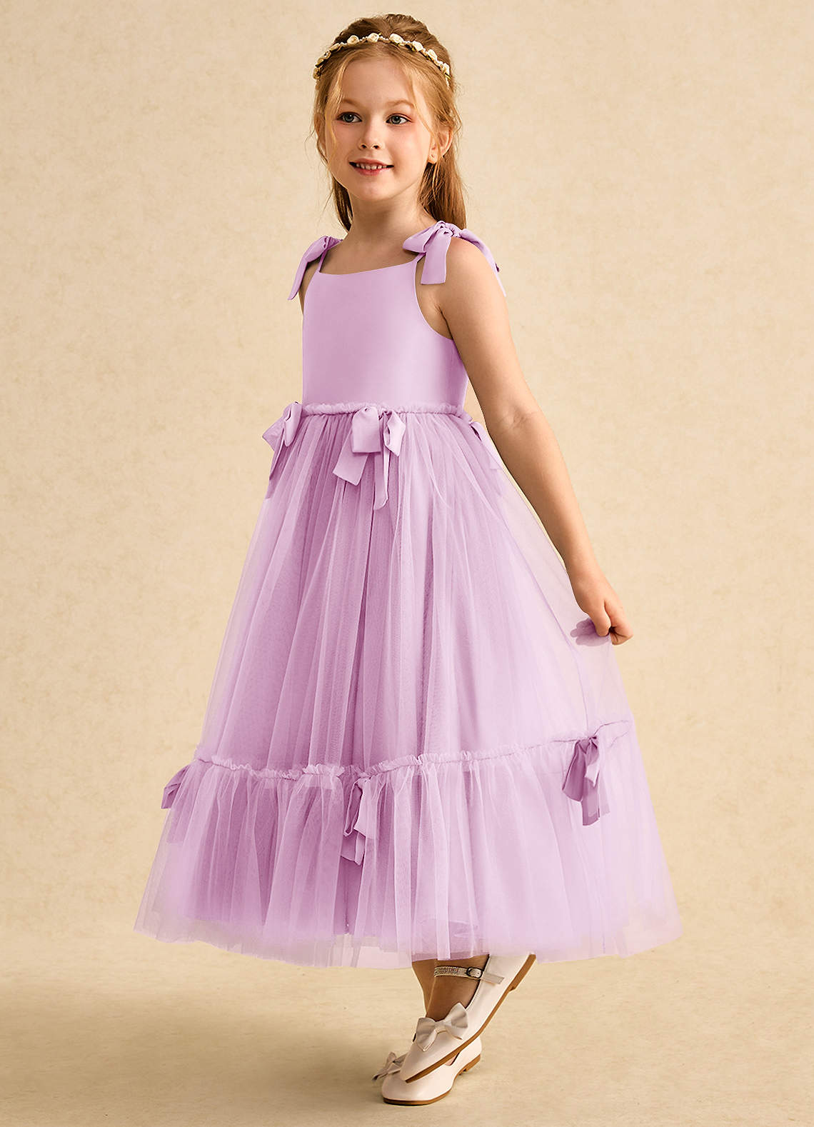 Azazie Jaci Blumenmädchenkleider A-Linie Spaghetti Riemen Chiffon Kleid Bonbonrosa image1