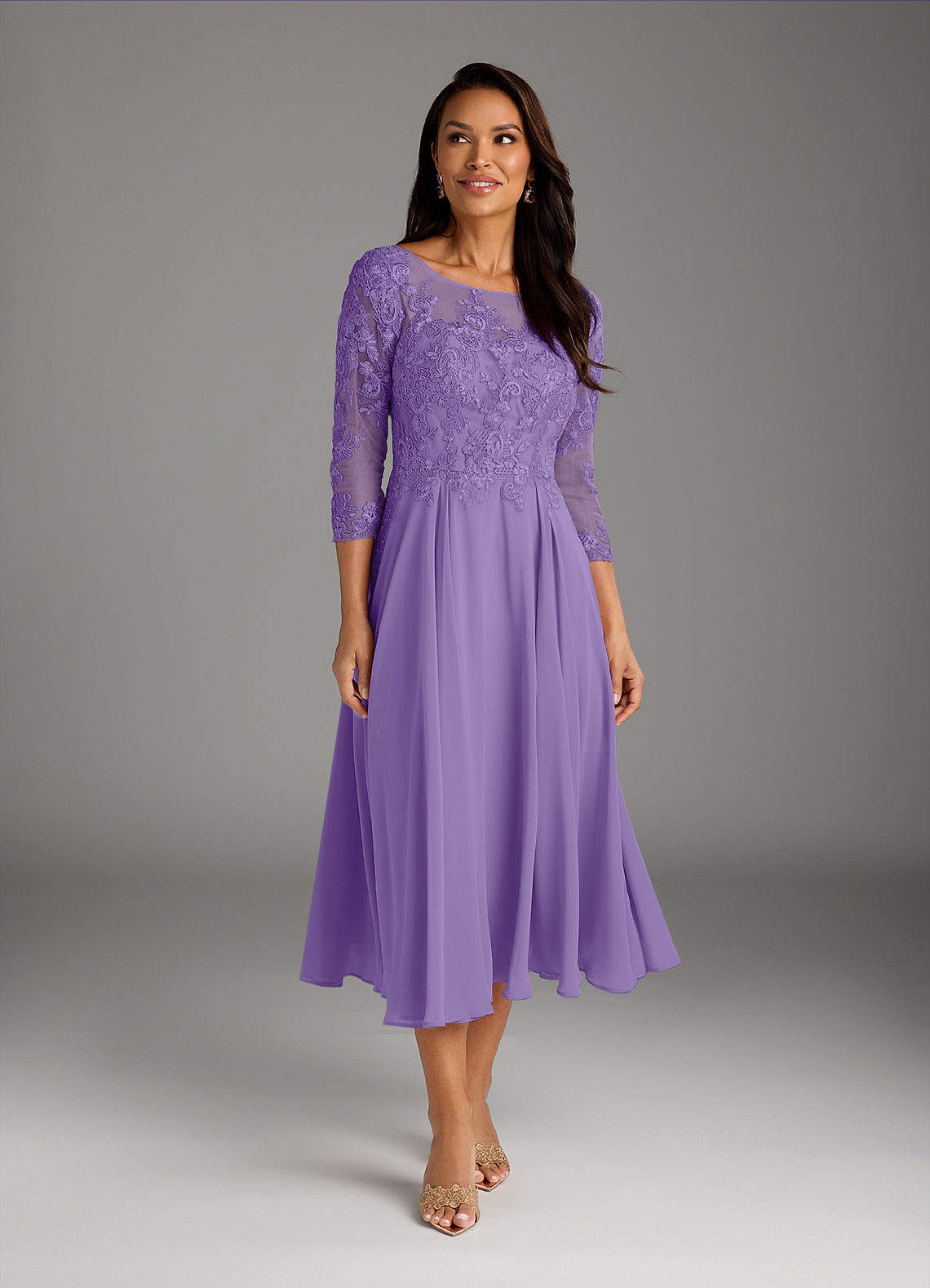 Azazie Marge Mother of the Bride Dresses Tahiti A-Line Scoop Lace Chiffon Dress image1