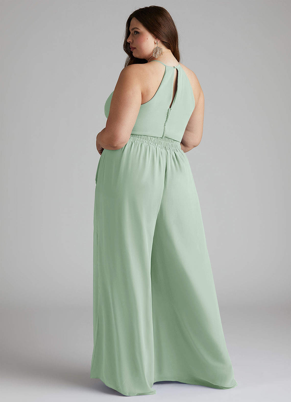 Azazie Kenzi Jumpsuit Agave Chiffon Bridesmaid Dresses | Azazie