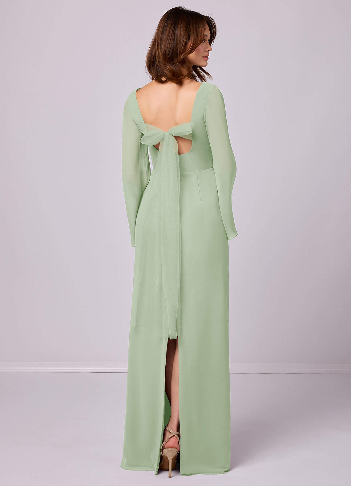 Barbie ♥ Azazie Bridesmaid Dresses Sheath Bow Chiffon Floor-Length Dress image1