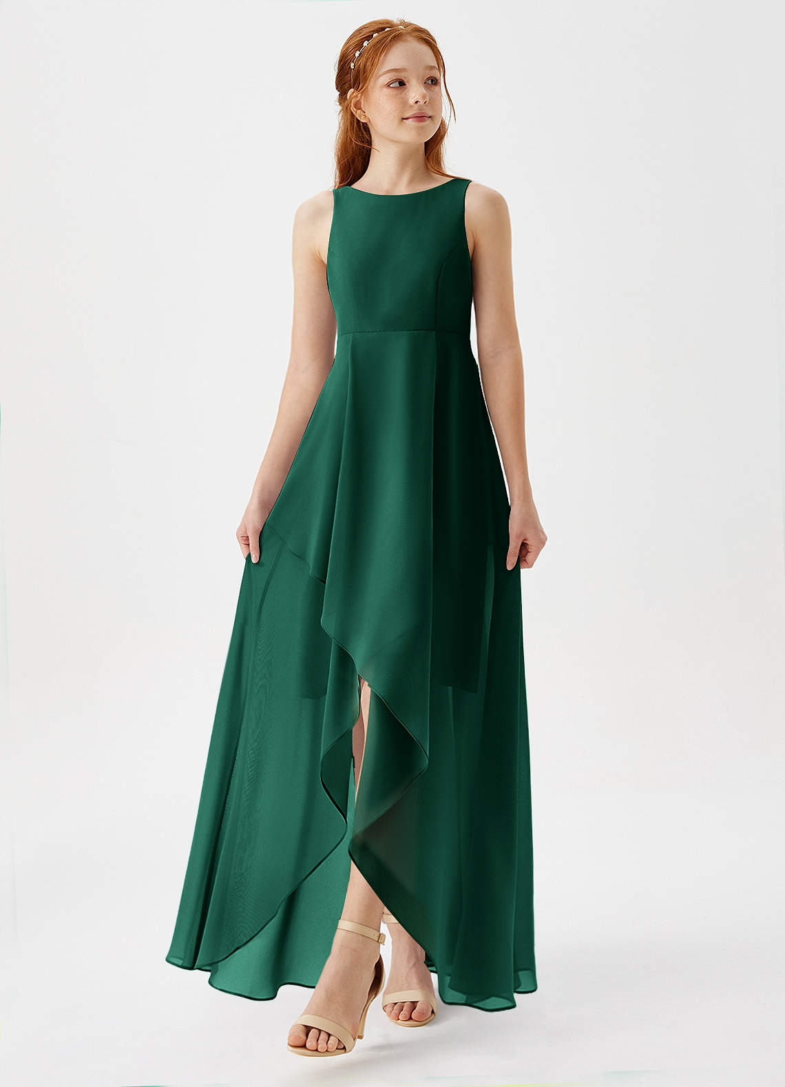 Azazie Lizette Junior Bridesmaid Dress in Emerald | Azazie CA