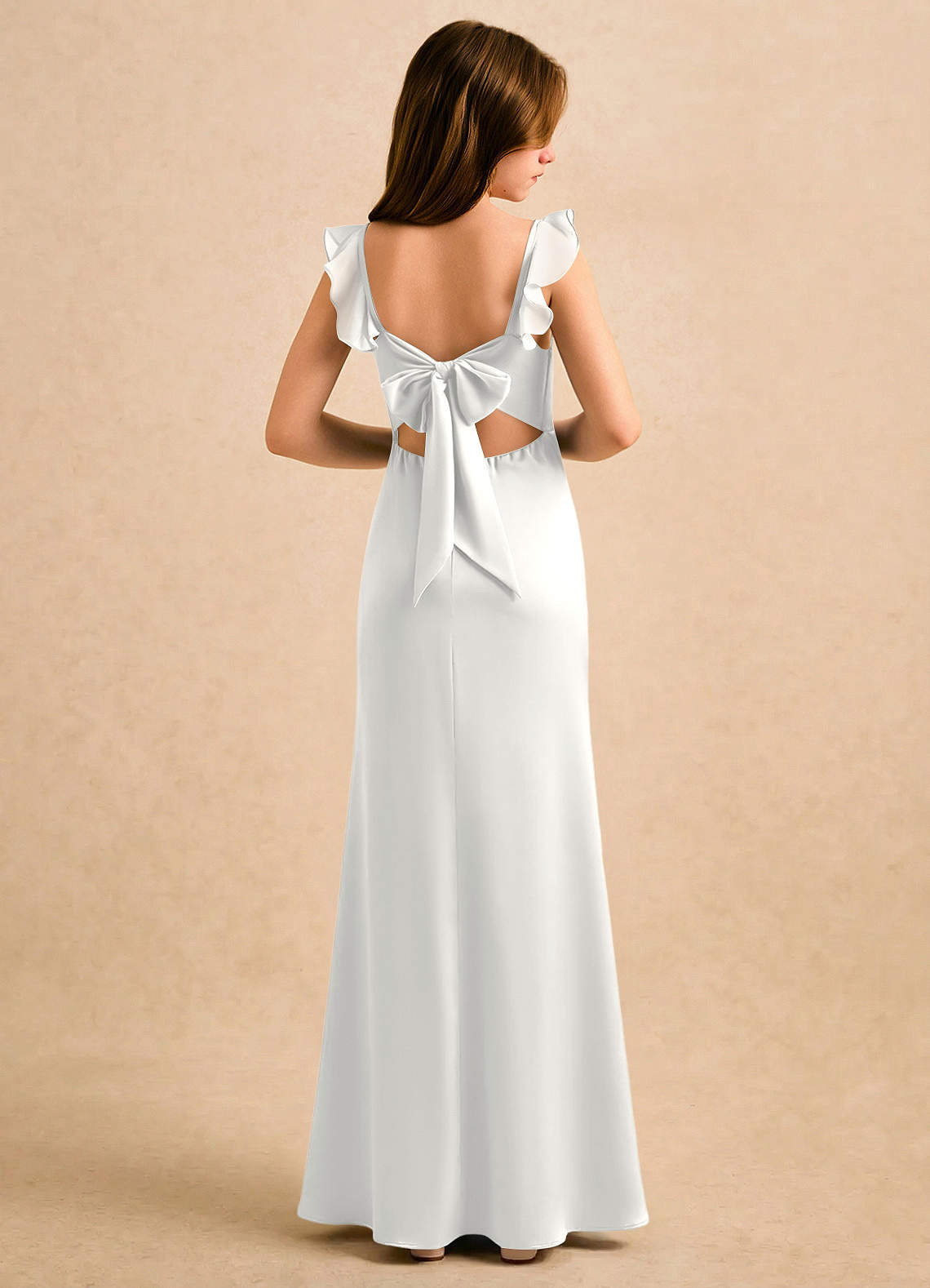 girls white bridesmaid dress Flower Girl Dress FL4038 in Ivory (White)