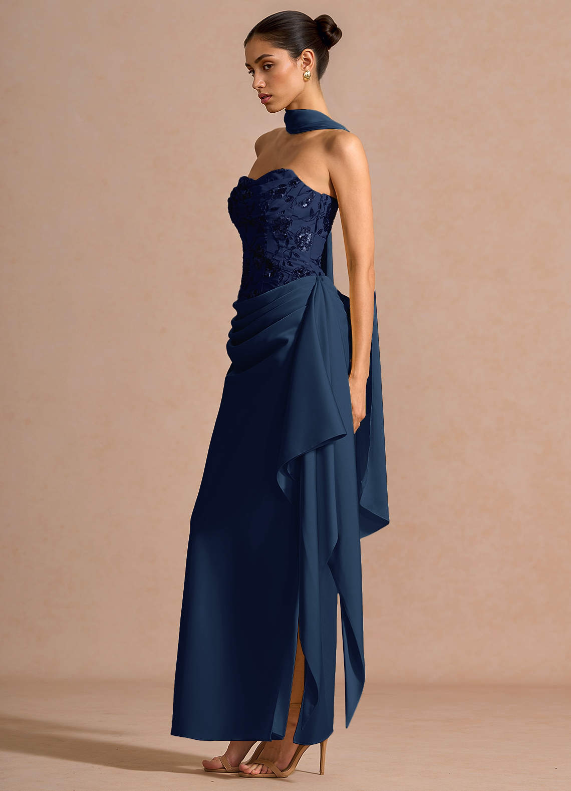 Aspasia Navy Sequins Maxi Dress | Azazie