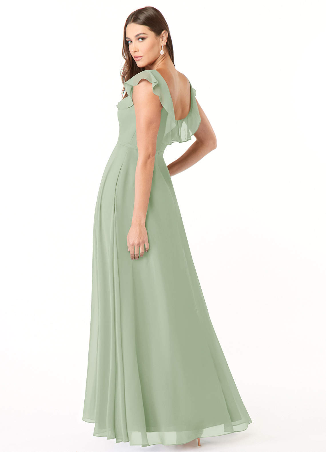 Azazie Jinny Dusty Sage Chiffon Bridesmaid Dresses | Azazie