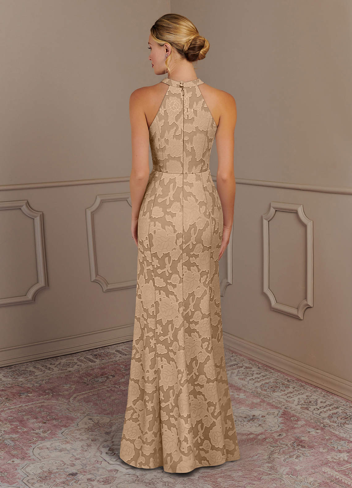 Azazie Tyra Abiti per la Madre della Sposa Abito Sirena in Burnout Floreale Champagne image2