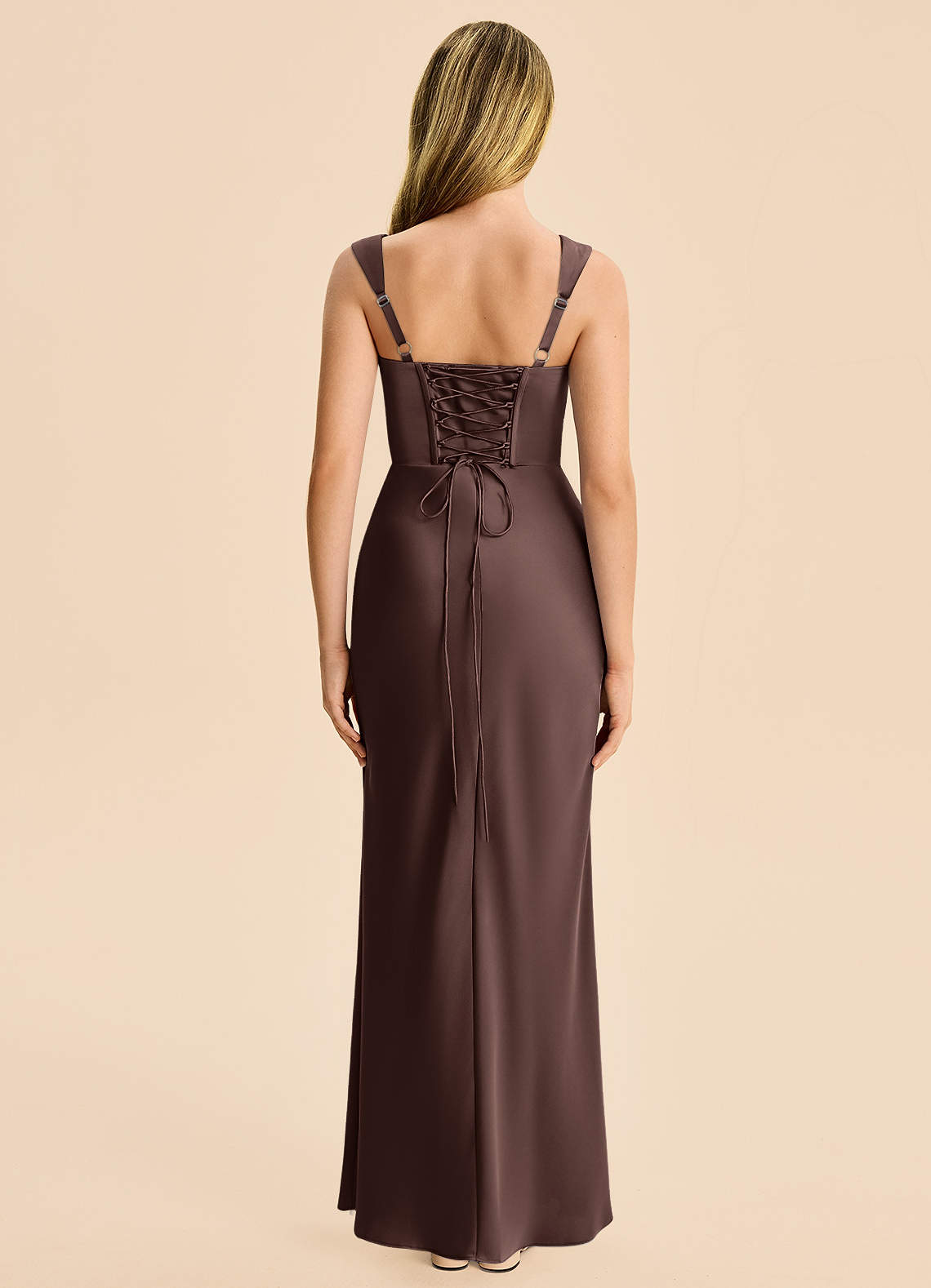 Azazie Agustina Junior Ganache Sheath Pleated Stretch Satin Dress image1