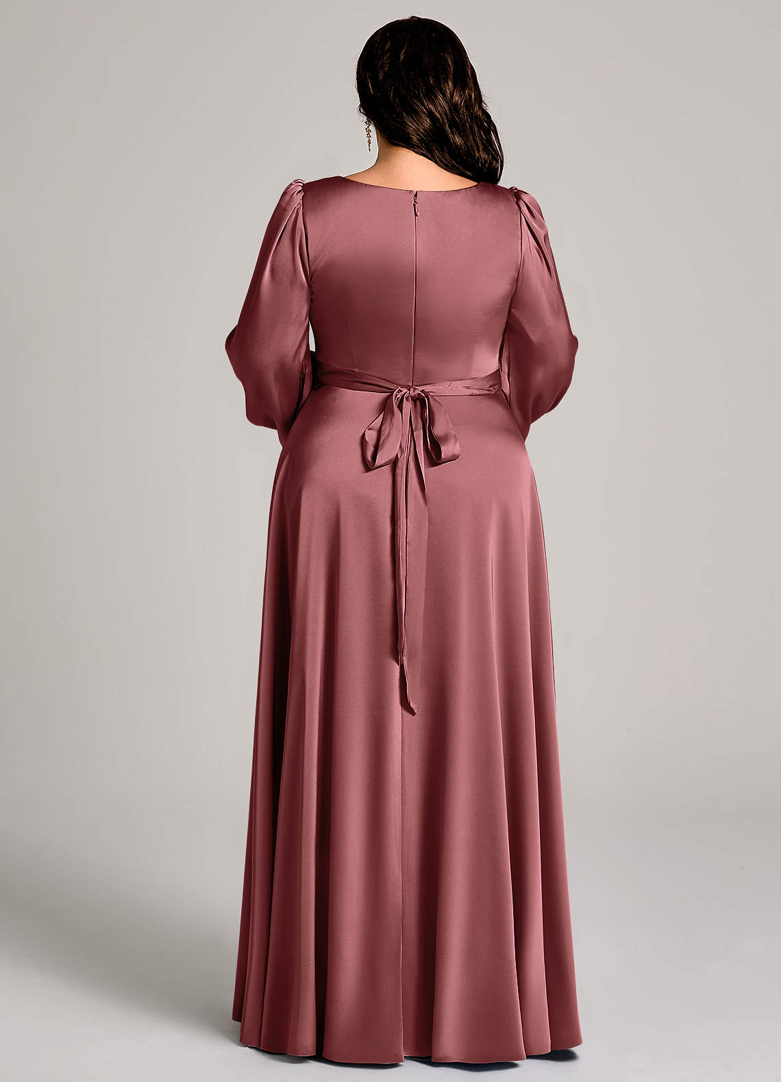 Dusty Rose Gold Floor Length Bridesmaid Dresses Satin Bridesmaid Dress For  Wedding High Slit Deep V