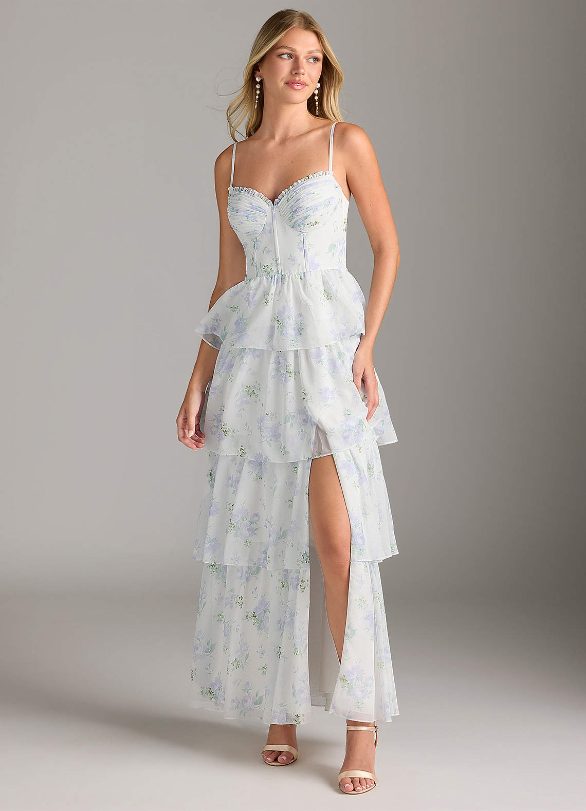 Azazie Kaiden Blue Vintage Floral Chiffon Bridesmaid Dresses | Azazie Azazie Kaiden Blue Vintage Floral Chiffon Bridesmaid Dresses | Azazie