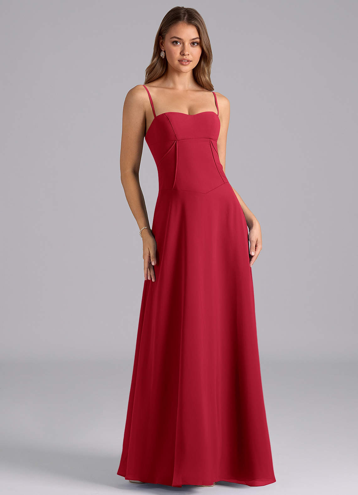 Azazie Valentine Bridesmaid Dresses Scarlet A-Line Corset Chiffon Dress image1