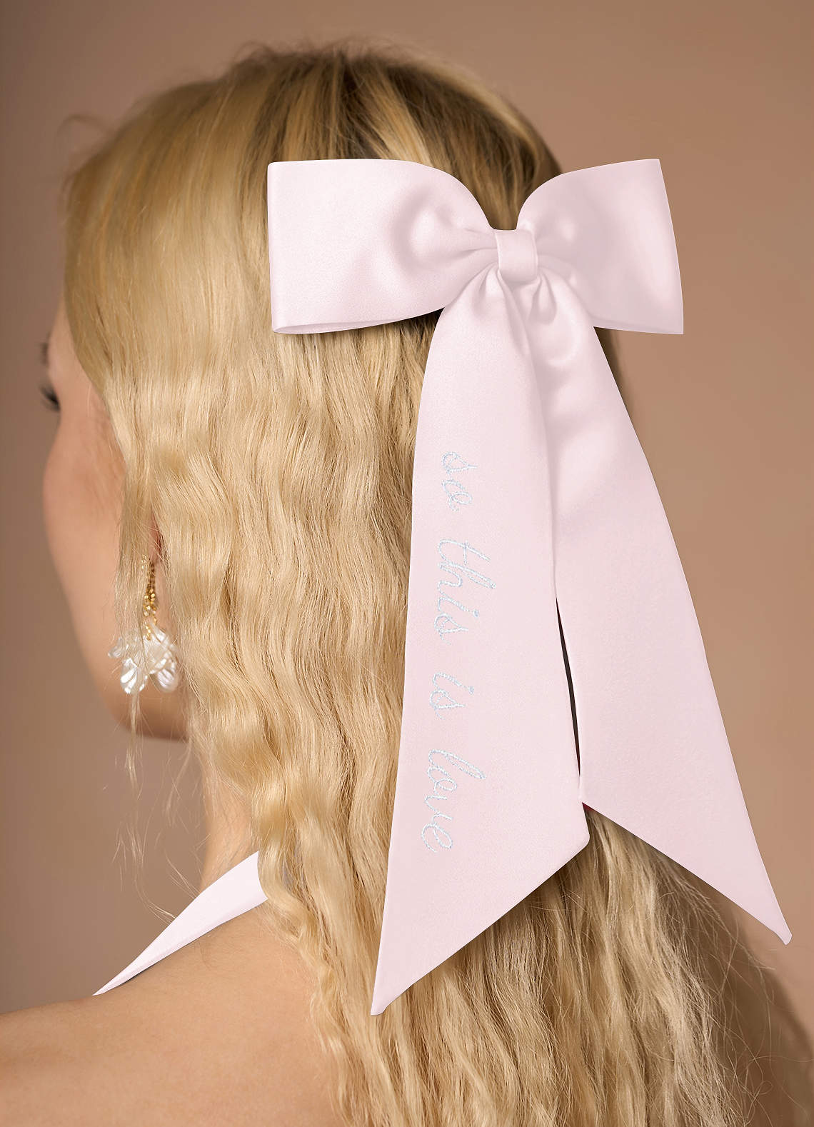 front Personalized Embroidered Matching Color Bow Hair Clip