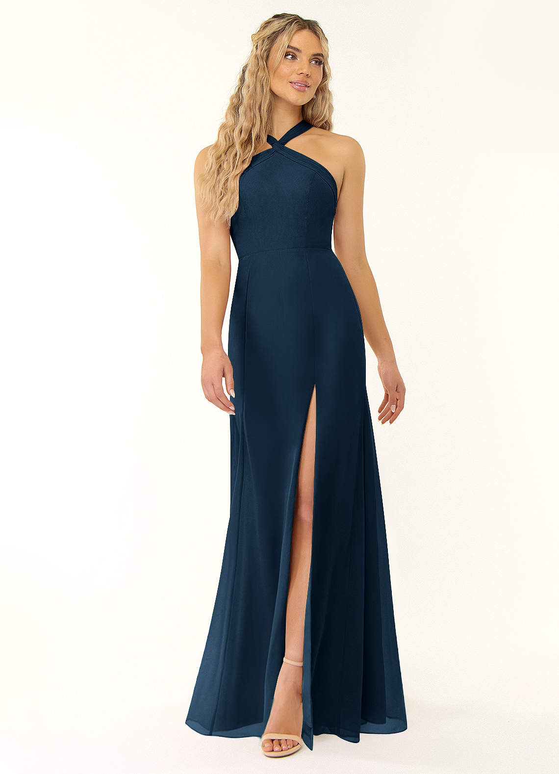 high neck chiffon bridesmaid dress A-line Floor-Length Lace With Ruffl – Bridal Glee STYLE:A06263034 spell and the gypsy ART Furniture - Atrium A subtle side slit