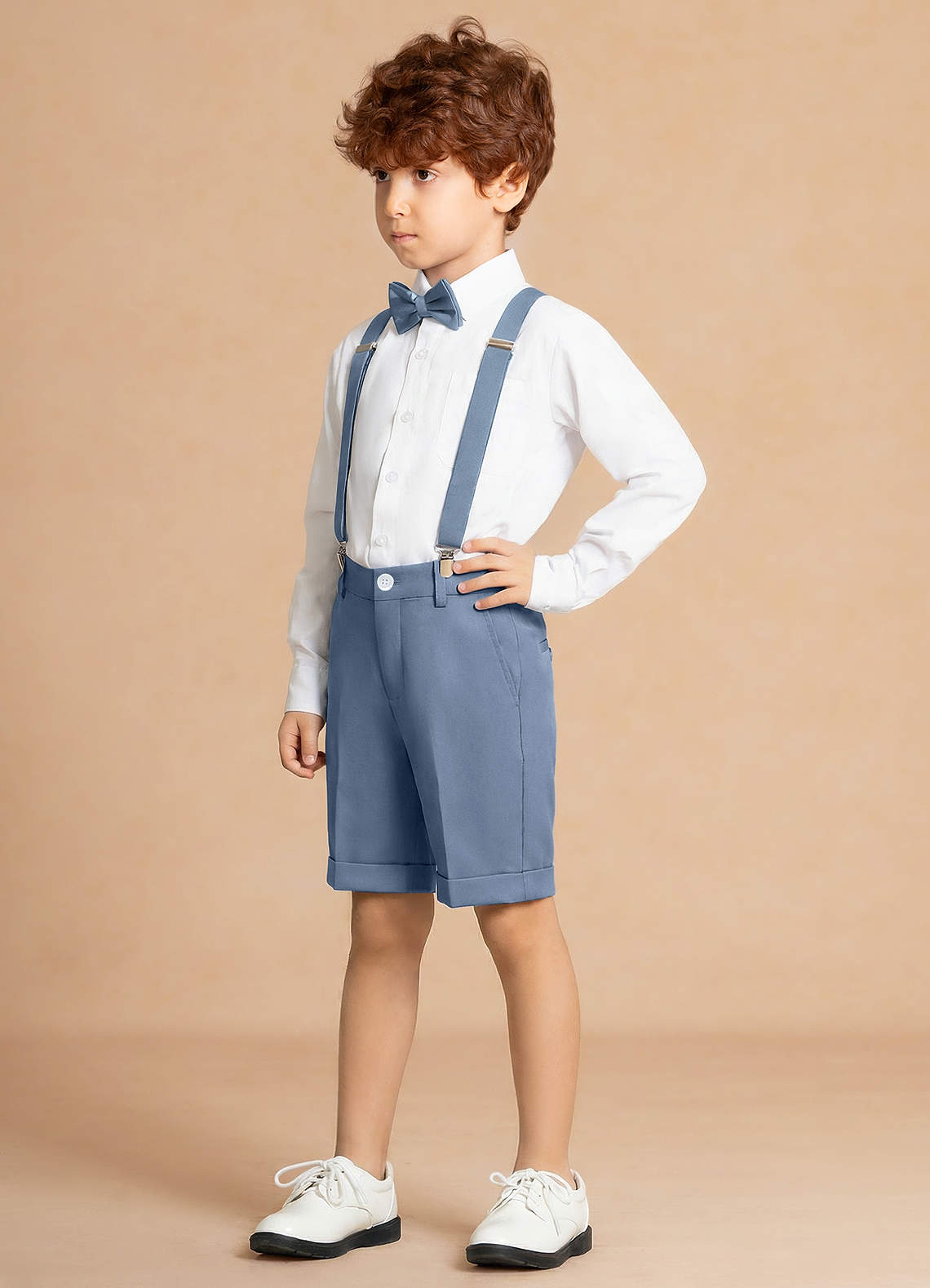 front Finn Dusty Blue Boy 4-Piece Shorts Suit
