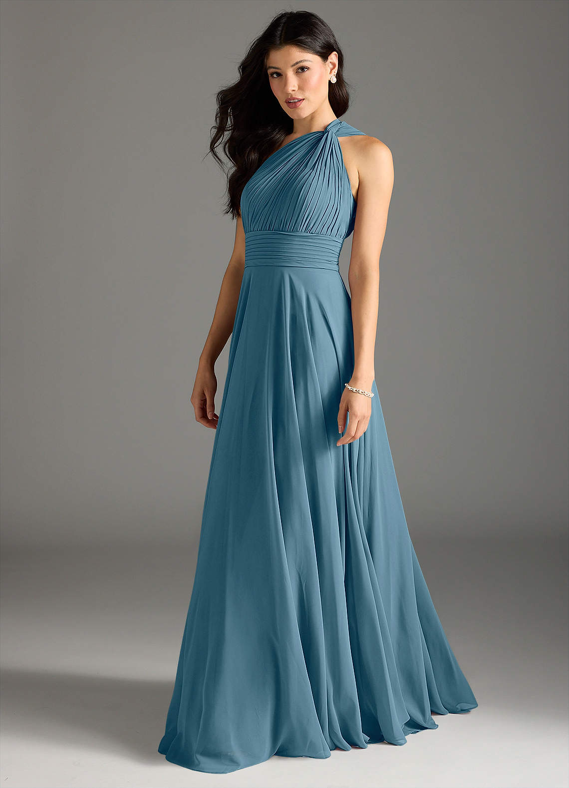 Azazie Charlize Bridesmaid Dresses Bermuda A-Line One Shoulder Chiffon Dress image3