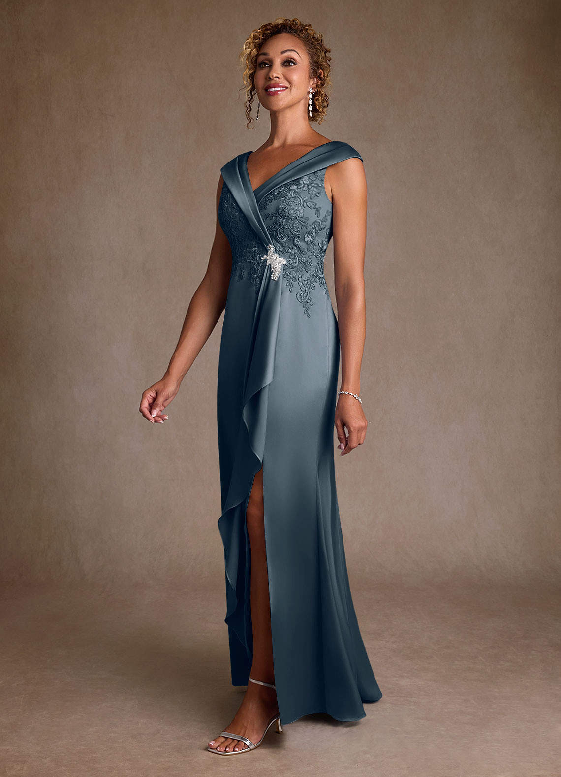 Azazie Santa Monica Mother of the Bride Dresses Twilight A-Line Lace Dress image3