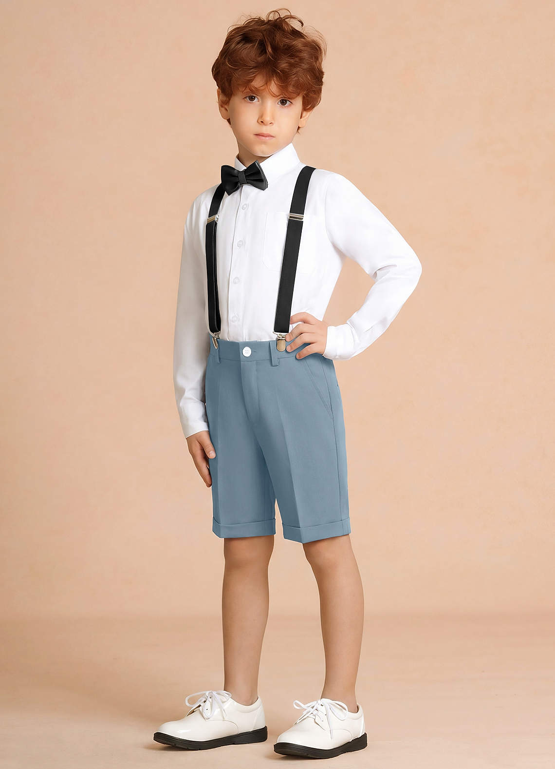 front Oliver Light Blue Boy Shorts Suit 4-Piece Set
