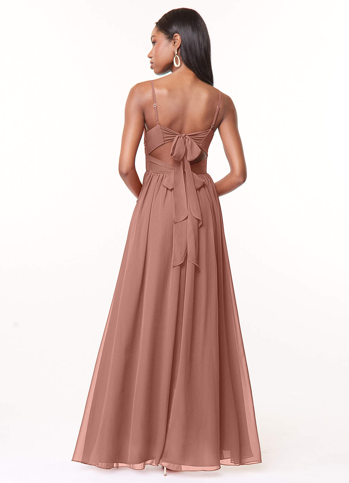 Azazie Zeya Bridesmaid Dresses Cedar Rose A-Line V-Neck Pleated Chiffon Dress image2